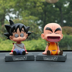 Japanese Anime Dragon Ball Z Goku Krillin Car Decoration Shaking Head Doll Phone Bracket Dragon Ball Action Figure Doll Toy 12cm