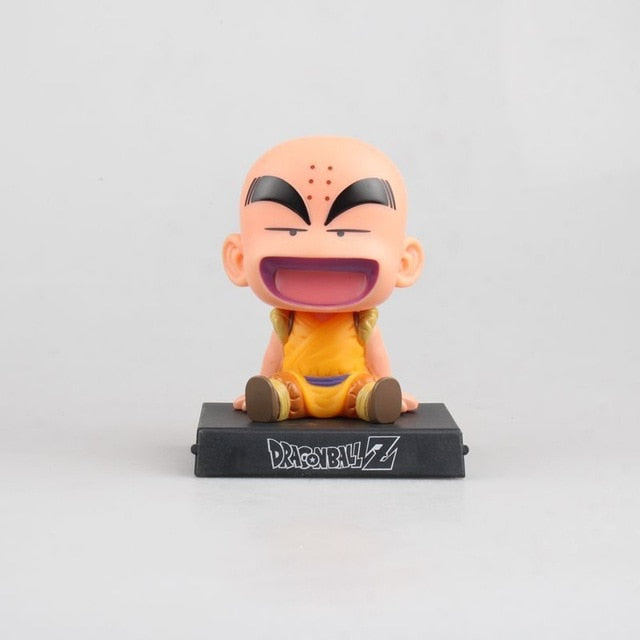 Japanese Anime Dragon Ball Z Goku Krillin Car Decoration Shaking Head Doll Phone Bracket Dragon Ball Action Figure Doll Toy 12cm