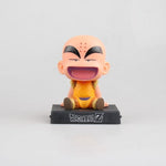 Japanese Anime Dragon Ball Z Goku Krillin Car Decoration Shaking Head Doll Phone Bracket Dragon Ball Action Figure Doll Toy 12cm